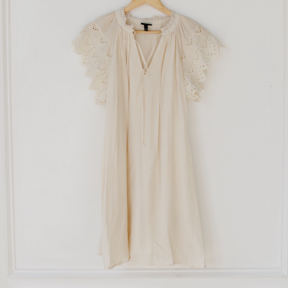 Who What Wear Ivory Eyelet Sleeve Dress